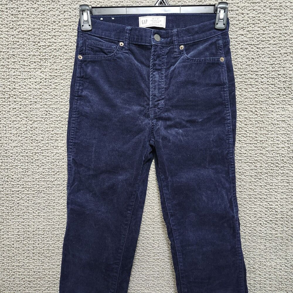 GAP Women's Blue Vintage Slim High Rise Corduroy Pants Size 25R - Picture 2 of 9